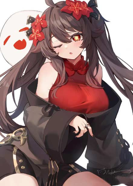 原神胡桃MM手机壁纸-去掉所有服装不遮挡高清表情图分享