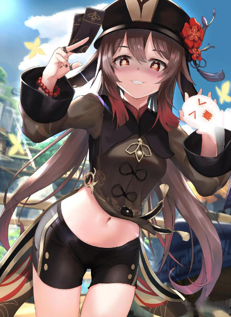 原神胡桃MM手机壁纸-去掉所有服装不遮挡高清表情图分享