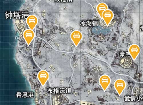 和平精英雪地地图固定刷车点在哪里