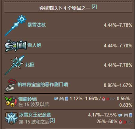 泰拉瑞亚冰雪女王掉落物品一览