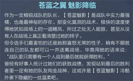 和平精英魅影的由来是什么